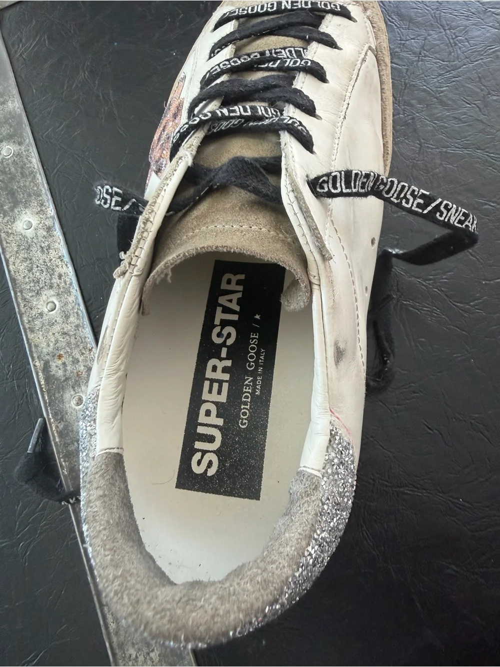 Golden Goose White Leather Super-Star Sneaker with Swarovski Crystal